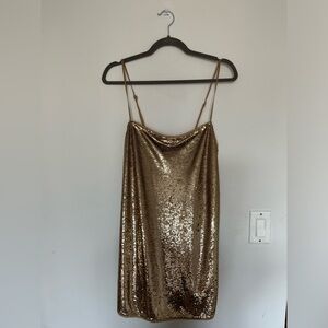Free People Intimately Gold Sequin Mini Dress — Size Medium